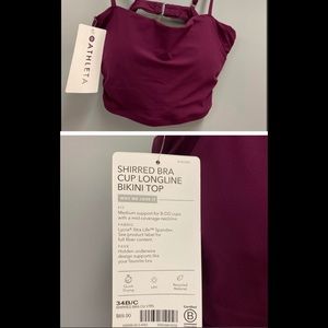 ATHLETA BIKINI TOP SHIRRED BRA 34 B/C CUP NWT